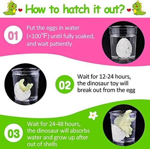 60PCS Small Hatching Dinosaur Eggs for Dinosaur Party Favors Birthday Valentine Goodie Bag Stuffers Classroom Carnival Prizes Bulk Pinata Fillers Novelty Grow in Water Dino Eggs with Toys Inside