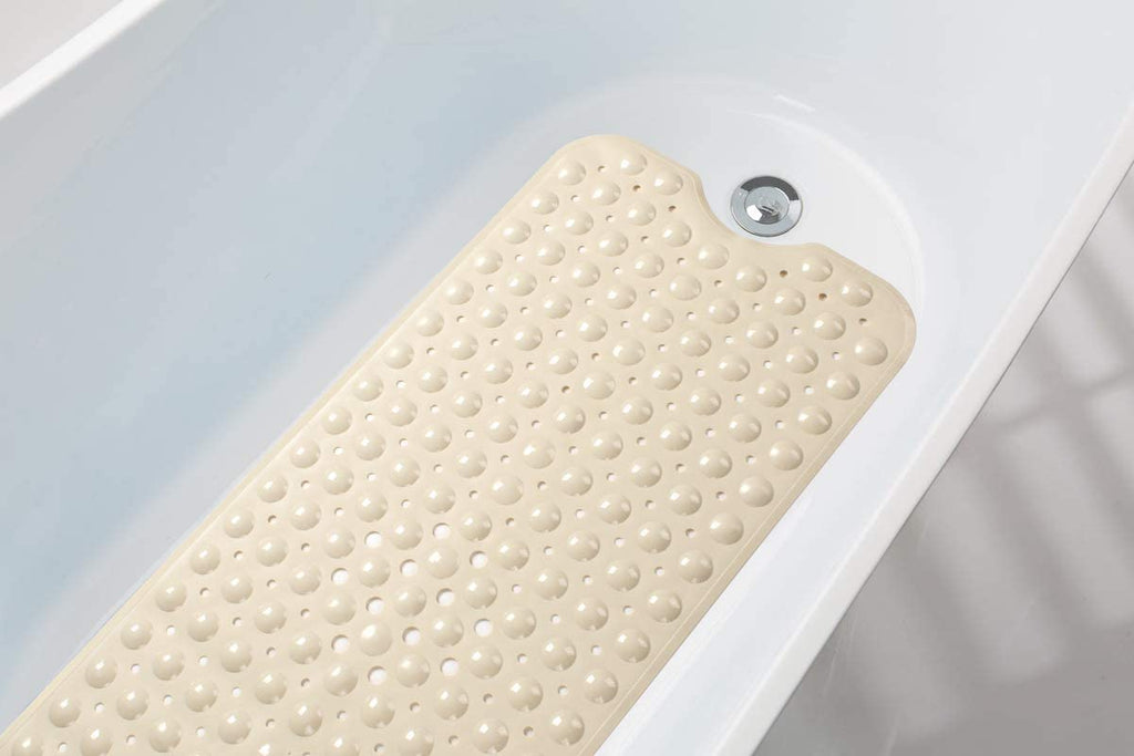 AmazerBath Bath Tub Mat, 40 x 16 Inches Non-Slip Shower Mats with Suction Cups and Drain Holes, Bathtub Mats Shower Stall Mats Machine Washable, Beige