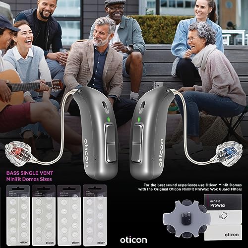 Genuine Oticon Hearing Aid Domes MiniFit Single Vent Bass 8mm (0.31 inches - Medium), Oticon Branded OEM Denmark Replacements, Authentic Accessories for Optimal Performance - 2 Pack / 20 Domes Total