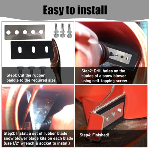 NNG 3/8” Snow Blower Impeller Modification Kit, 3 Pack Rubber Blade Snow Blower Universal for Modifies 2-Stage Machine