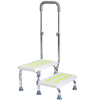 2 Step Stool with Handle for Elderly - Non-Slip Bedside Steps with Adjustable Handrail (450 lbs Capacity)