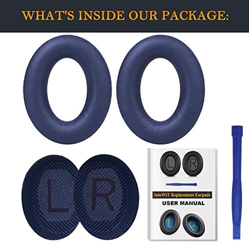 SoloWIT Replacement Ear Pads Cushions, Earpads Compatible with Bose QuietComfort 35 (Bose QC35) and Quiet Comfort 35 II (Bose QC35 II) Over-Ear Headphones (Midnight Blue)