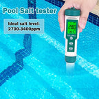 Pool Salt Tester ORAPXI pH and Salt Meter for Saltwater Pool pH and Salinity Digital Tester 5 in 1 Salt Meter for Swimming Pools Hot Tubs and Swim Spas