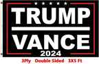 Trump Vance 2024 Flag 3x5 Donald Trump J.D. Vance 2024 America President Flags Made in USA Outdoor Double Sided 3 Ply Heavy Duty Banner with 2 Brass Grommets UV protection Fade Resistant for Indoor Outdoor Decor Gift