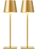 Gold Cordless Rechargeable Table Lamp, 2 Pack Portable Desk Lamp with 5000mAh Battery, Touch Control Stepless Dimming, Wireless Night Light for Dining, Outdoor Camping, Coffee Shop, Water Repellent