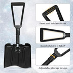 ORIENTOOLS Snow Shovel, Folding Snow Shovel for Snow Removal, Lightweight Portable with D-Grip Handle and Durable Aluminum Edge Blade, Emergency Snow Shovel for Car, Truck, Camping (Black, Blade 9")