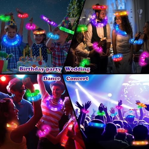 Glow Sticks Bulk Party Favor Supplies for Kids 48 PCS, LED Light up Pop Tubes for Toddlers,Glow in Dark Bracelet Necklace Accessories Decorations for Easter Birthday Wedding Camping