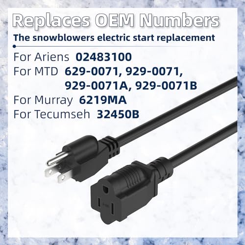 Snow Blower Electric Starter Cord 02483100 Compatible with Ariens Electric Start Cord Part Replacement for Ariens, MTD, Murray, Tecumseh 629-0071, 929-0071, 929-0071A, 929-0071B, 6219MA, 32450B