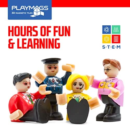 Playmags Magnetic Figures Community Set of 15 Pieces - Play People Perfect for Magnetic Tiles Building Blocks - STEM Learning Toys Children – Magnet Tiles Expansion Accessories Pack (Styles May Vary)