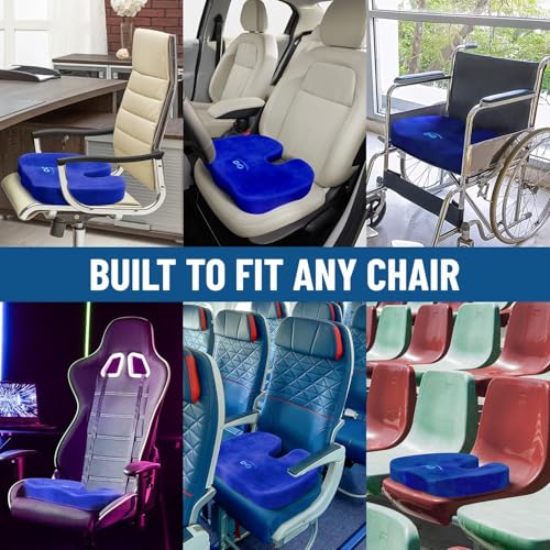 Everlasting Comfort Memory Foam Seat Cushions for Office Chairs - Sciatica & Tailbone Pain Relief Cushion - Car Seat & Office Chair Cushion - Ergonomic Office Desk Accessories for Comfort