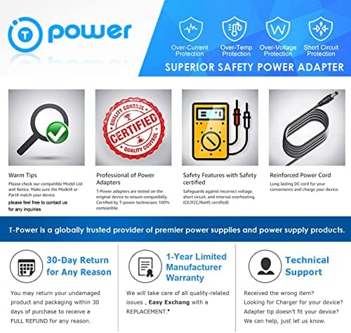 T-Power (6.6ft Long Cable) Ac Dc adapter for Ironman Aeros Elliptical (Rexon) p/n 307-00133 Replacement switching power supply cord charger wall plug spare