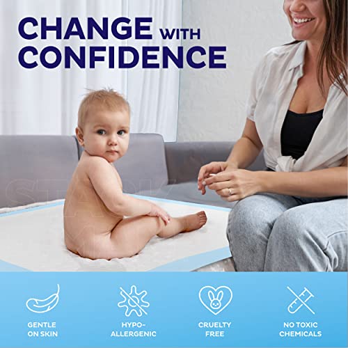 Chucks Pads Disposable [100-Pack] Underpads 17"x 24" Incontinence Chux Pads Absorbent Fluff Protective Bed Pads, Pee Pads for Babies, Kids, Adults & Elderly | Puppy Pads Large for Training Leak Proof