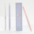Gel Pens Cute Stationery 3 Pieces 0.5mm Fine Point, Quick Drying Pens for Journaling Aesthetic Office Supplies, 2 Black Ink and 1 Coral Ink