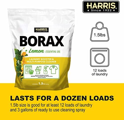 Harris Borax Powder Laundry Booster and Multipurpose Cleaner, 1.5lb (Lemon)