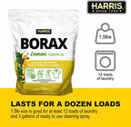 Harris Borax Powder Laundry Booster and Multipurpose Cleaner, 1.5lb (Lemon)