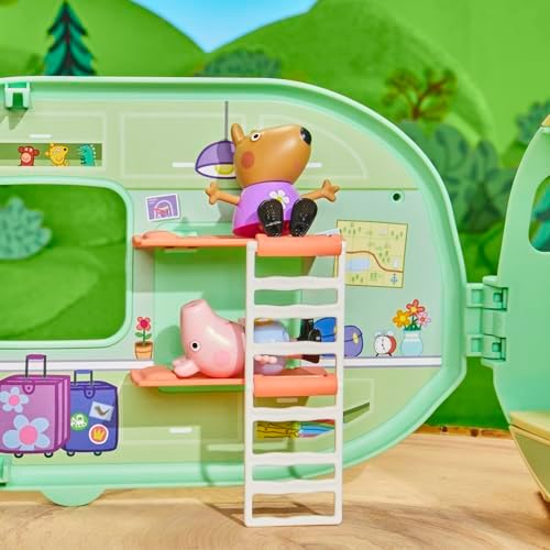 Peppa Pig Caravan Playset for Girls and Boys, 3 Figures, 6 Accessories, Preschool Toys, Kids Gifts, Ages 3+