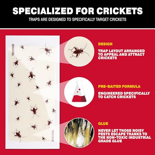 CATCHMASTER Cricket XL Giant Glue Boards 6Pk,Cricket Traps Indoor w/Adhesive Design,Pest Con