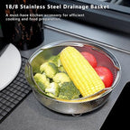 Stainless Steel Steamer Basket - Vegetable & Dumpling Steamer Insert for Pots, Instant Pot Accessories with Handles & Feet, Multi-Purpose Mesh Strainer for Cooking, Fruits (Silvery, Medium)