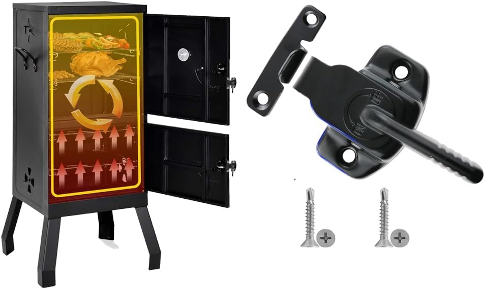 Smoker Door Latch for Pit Boss 1077, Rustproof Smoker Lid Clamp with Screws 4pcs, Smoker Leaf Latch for Cuisinart/Pit Boss Pro Series II 4 / Masterbuilt Electric Smoker Replacement Parts Latch Kits