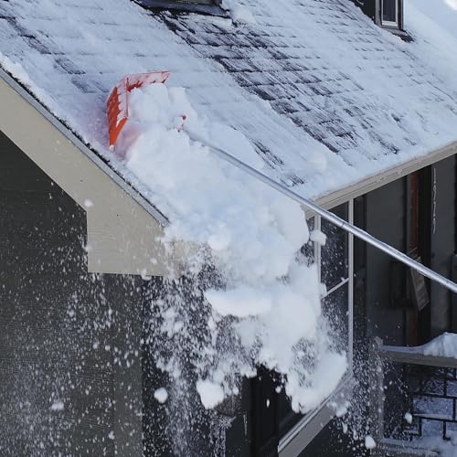 EZ Smart Snow Roof Rake, Adjustable 36IN Blade V-Blade Technology, Prevents Ice Dams, 21ft Reach Pole Included, Quick Assembly, Carrying Bag Included, NO wheels or sharpe edge to damage your shingles.