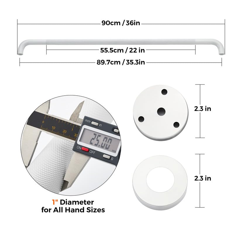 Grab Bars for Shower, 2 Pack 36-Inch Anti Slip Shower Handles for Elderly, Safety Shower Grab Bar, Stainless Steel Handicap Grab Bars for Bathroom (White 1" Diameter)