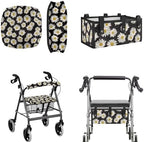 LedBack Rollator Walker Accessories 3 Pack Daisy Rollator Walker Seat and Backrest Rollbar Covers Soft Universal Walkers Seat Covers Organizer Pouch Storage