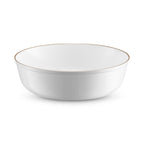 BloominGoods Disposable Plastic Soup Bowls, 50-Pack 14 Oz. Heavyweight White With Gold Rim Bowls For Party, Wedding Or Event