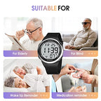 Hearkent Atomic Talking Watch Sets Itself for Visually impaired or Seniors LCD Big Number Easy-to-Read Talking Watch for Elderly (All Black)