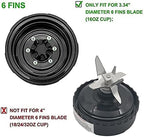 6 Fins Blender Extractor Blade Assembly Fits for Ninja 16oz Cup Replacement Compatible with Nurti Ninja BL660 BL663 BL663CO BL665Q BL770 BL770A BL771 BL771C BL772 BL773CO BL780 BL740