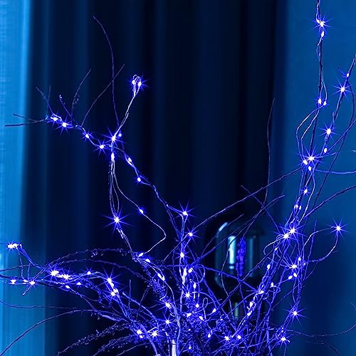 Fairy Lights 66 ft 200 LED USB Twinkle String Lights Plug in Silver Wire Lights with Remote and Timer 8 Modes Outdoor Waterproof Starry Lights DIY Party Wedding Christmas Decoration（Blue）