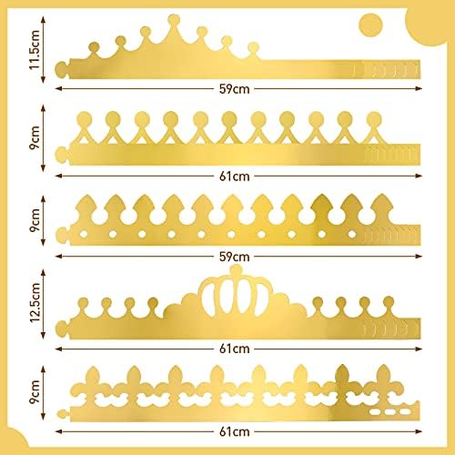 Paper Princess Prince Crowns for Kids Birthday Party Hats Gold for Boys Girls DIY Crown Supplies (Classic Style,34 Pieces)