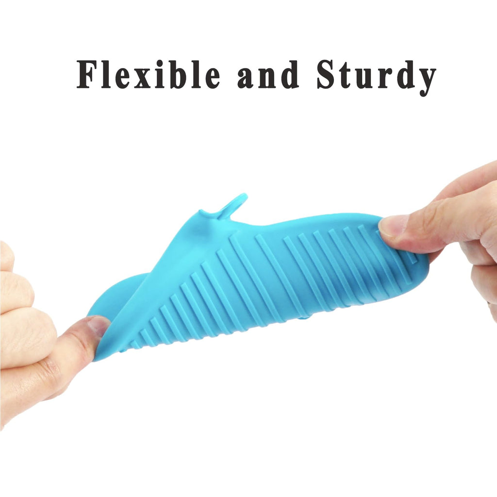 Vaincre 4PCS Silicone Oven Mitts Heat Resistant, Silicone Potholders for Kitchen, Mini Rubber Oven Glove Kitchen Mittens, Cute Cooking Mitts (Blue and Green)