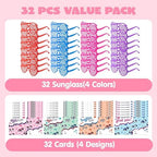 JOYIN 32 Packs Valentines Day Shade Glasses with Gift Cards Heart Shaped Shutter Heart Glasses Valentines Day Accessories for Kids Party Favor Classroom Exchange Prize Supplies