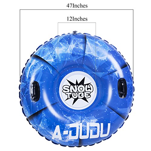 Snow Tube - Super Big 47 Inch Inflatable Snow Sled - Heavy Duty Snow Tube Made by Thickening Material of 0.8mm - Leisure Winter Inflatable Snow Tube with Waterproof Carrying Bag Repair Kit Kids Adults