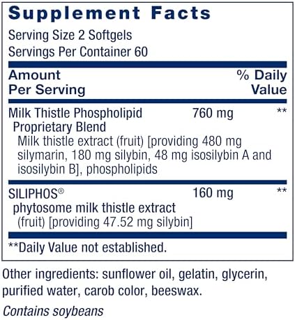 Life Extension Advanced Milk Thistle - With Silybin, Phosphatidylcholine and other Phospholipid - For Liver, Kidney Health & Detox - Non-GMO, Gluten-Free -120 Softgels
