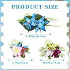 HAIMEIKANG Hair Clip, 3 Pieces Hawaiian Flower Hair Pins - Artificial Tropical Flower Hair Accessories for Women in Blue, Pink, Purple