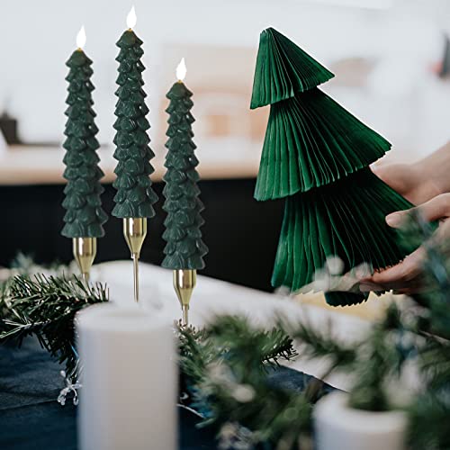 Fo32won LED Flameless Taper Candles Battery Operated with Remote and Timer, Set of 4 Christmas Real Wax Window Candlesticks with 3D Flame Wick, 10 Inches Flickering Christmas Candlesticks
