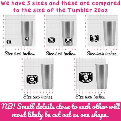 (3PCS) Safety Third Sticker Safety 3rd Funny Hard Hat Sticker Skull Warning 3" Die-Cut Waterproof Vinyl Sticker for Helmet Toolbox Water Bottle Phone Case Laptop Car (3 Inches)
