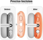 4 in 1 Set for AirPod Max Case, Anti-Scratch Sweat-Proof Ear Pad Covers/Ear Cups Cover/Headband Cover, AirPod Max Cover Accessories for Apple AirPod Max (2020 Lightning /2024 USB-C)- Clear Orange