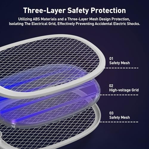 Bug Zapper Racket, 4200V Electric Fly Swatter Rechargeable Mosquito Zapper for Indoor and Outdoor-2000mAh - 2 Pack