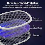 Bug Zapper Racket, 4200V Electric Fly Swatter Rechargeable Mosquito Zapper for Indoor and Outdoor-2000mAh - 2 Pack