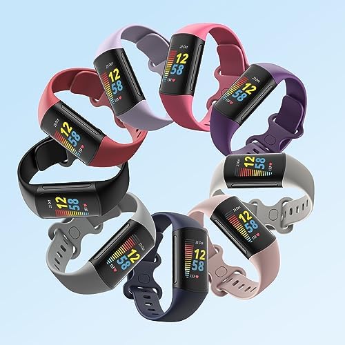 2 Pack Waterproof Bands Compatible with Fitbit Charge 5 / Fitbit Charge 6 for Women Men, Classic Soft Sports Replacement Wristbands for Women Men (Large 7.1''-9.1'', black/grey)