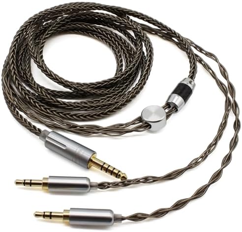 Youkamoo 4.4mm Cable Compatible for Hifiman HE4XX, HE-400i Headphones 8 Core Braided Silver Plated Replacement Audio Upgrade Cable (4.4mm to Dual 3.5mm Male Version)