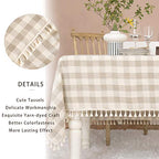 Midsummer Breeze Farmhouse Checkered Tablecloth-Rustic Buffalo Plaid Tablecloth for Fall Winter Thanksgiving Christmas Kitchen Dining Restaurant Decor (Rectangle/Oblong, 55x70, Gray Khaki)