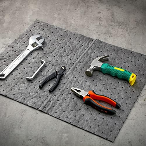 Hoolerry Oil Absorbent Pads Weight Dimpled Pad Garage Accessories Water Absorbent Mat Oil Spill Mat for Absorbing Protecting Home Garage Basement (100 Pcs,Gray,9.8 x 13 Inch)