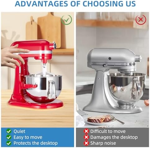 Bamboo Mixer Slider Mat for Kitchenaid 6-8 Qt Stand Mixer,Kitchen Appliance Slider Mat, KitchenAid Mixer Accessories, Mixer Appliance Moving Tray For KitchenAid, Countertop Mixer Mover Slider Board