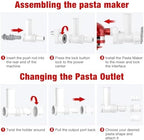 6-in-1 Pasta Maker Attachment for KitchenAid Stand Mixers with 6 Different Shapes Pasta Outlet and Cleaning Brush, Durable Electric Pasta Press Attachments for Kitchen Aid Accessories, Dishwasher Safe