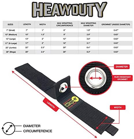 Heavy-Duty Wrap-It Storage Straps (Assorted 6 Pack) - Extension Cord Organizer, Cable Straps for RV Accessories, Workshop and Garage Organizers and Storage