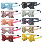 XIMA 10pcs Glitter Sequin Bow Hairband Shiny Bow Knot Teeth Plastic Headbands for Kids Hair Accessories