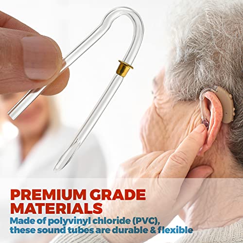 Hearing Aid Tubes - Size #13 Preformed BTE Earmold Tubing - (Pack of 12) 3.5 x 2mm with Gold Tube Lock Replacement Tube - Flexible Medium Wall Tubes Compatible with Most Hearing Aid Brands